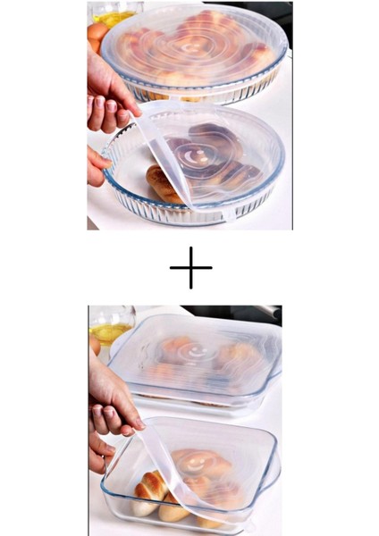 Turuncu Silikon Kare ve Yuvarlak Taze Tutan Kapaklar, Pratik ve Kullanışlı Set fiyatları