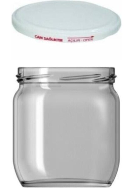 Beyaz Kapaqlı 425 cc Cam Kavanoz, 6'lı Paket, Bal ve Turşu Için Ideal