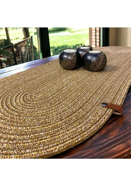 Turuncu Doğal Jüt Masa ve Sehpa Örtüsü, Şık ve Modern Dekor Için Ideal