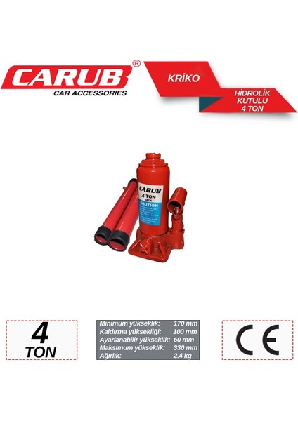 Kriko 4 Ton Hidrolik Ce Belgeli Kutulu CBR-2701101 fiyatları