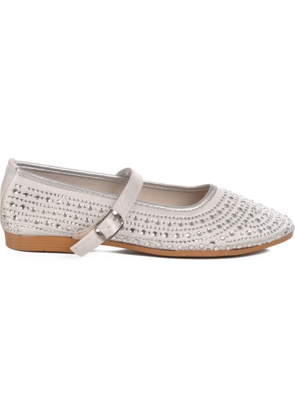 Gümüş Taşlı Tekstil Kadın Babet 038 Z