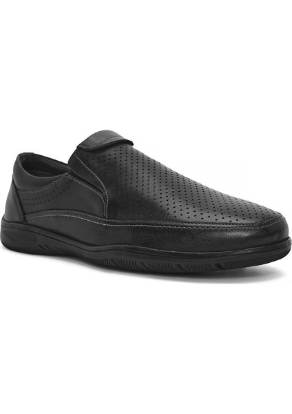 Erkek Siyah Deri Casual Loafer 25SFD711218