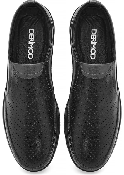 Erkek Siyah Deri Casual Loafer 25SFD711218