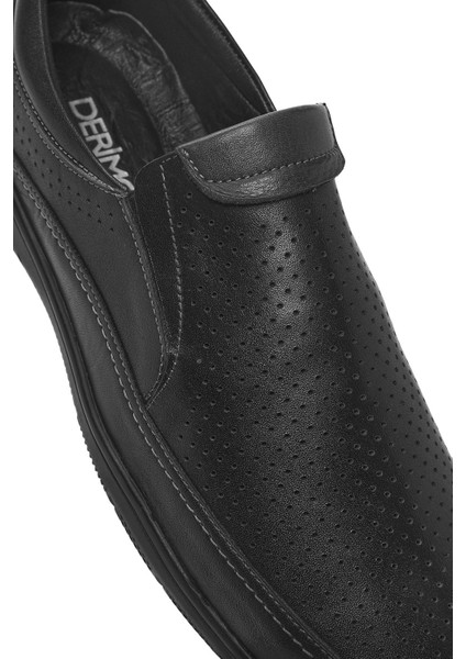 Erkek Siyah Deri Casual Loafer 25SFD711218