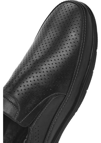 Erkek Siyah Deri Casual Loafer 25SFD711218
