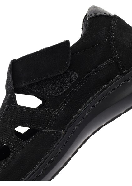 Erkek Siyah Nubuk Deri Sandalet 25SFD7114V3