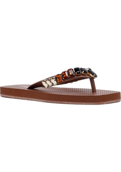 Kadın Kahverengi Taşlı Jelly Terlik 25SFE4920PV