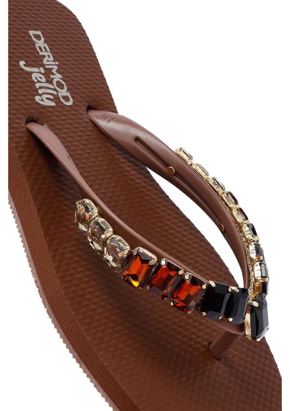 Kadın Kahverengi Taşlı Jelly Terlik 25SFE4920PV