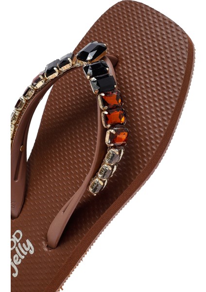 Kadın Kahverengi Taşlı Jelly Terlik 25SFE4920PV