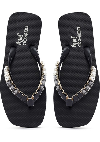 Kadın Siyah Taşlı Jelly Terlik 25SFE4920PV