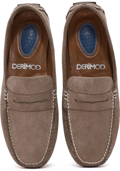 Erkek Bej Süet Deri Loafer 25SFD711010
