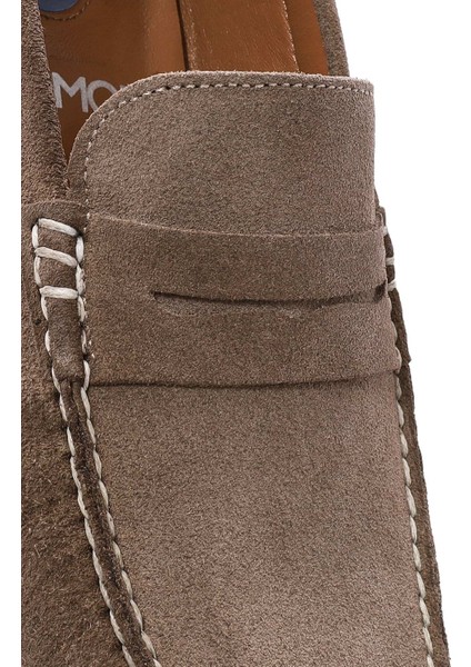 Erkek Bej Süet Deri Loafer 25SFD711010