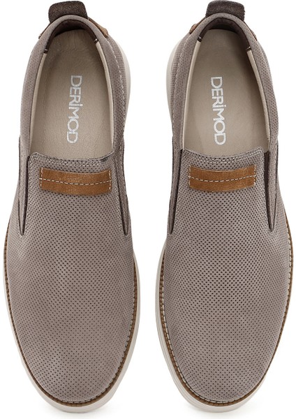 Erkek Vizon Nubuk Deri Casual Loafer 25SFD7104V3