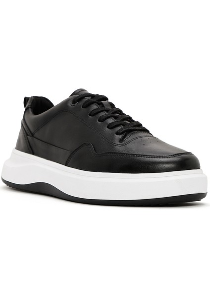 Erkek Siyah Bağcıklı Deri Sneaker 25SFD660618