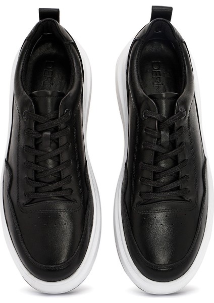Erkek Siyah Bağcıklı Deri Sneaker 25SFD660618