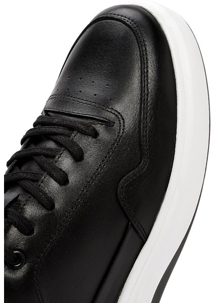 Erkek Siyah Bağcıklı Deri Sneaker 25SFD660618