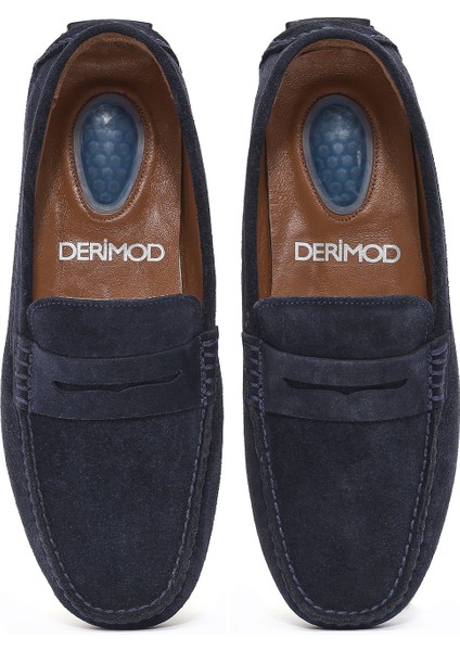Erkek Lacivert Süet Deri Loafer 25SFD711010