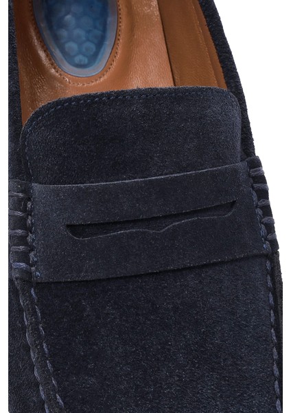 Erkek Lacivert Süet Deri Loafer 25SFD711010