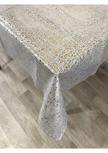 Gümüş Iplik Desenli Şeffaf Kaplamalı Lüks Masa Örtüsü fiyatları