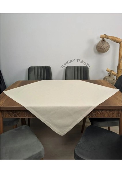 Lacivert Sade Düz Keten Kumaş Kare Sehpa ve Masa Örtüsü