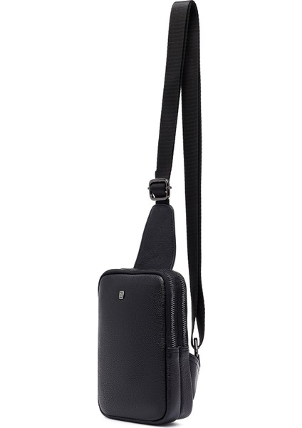 Erkek Siyah Mini Deri Çapraz Çanta 25SBD3533FT