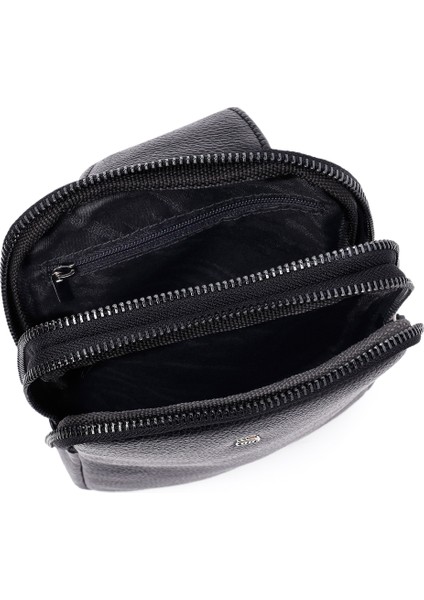 Erkek Siyah Mini Deri Çapraz Çanta 25SBD3533FT