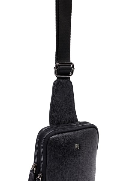 Erkek Siyah Mini Deri Çapraz Çanta 25SBD3533FT