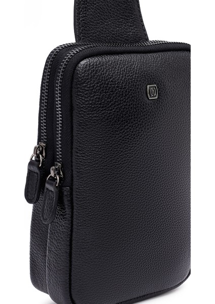 Erkek Siyah Mini Deri Çapraz Çanta 25SBD3533FT
