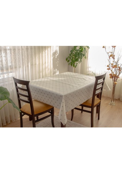 Astarlı Silinebilir Pvc Masa Örtüsü, Puantiye Desen, Beyaz, 97 cm fiyatları