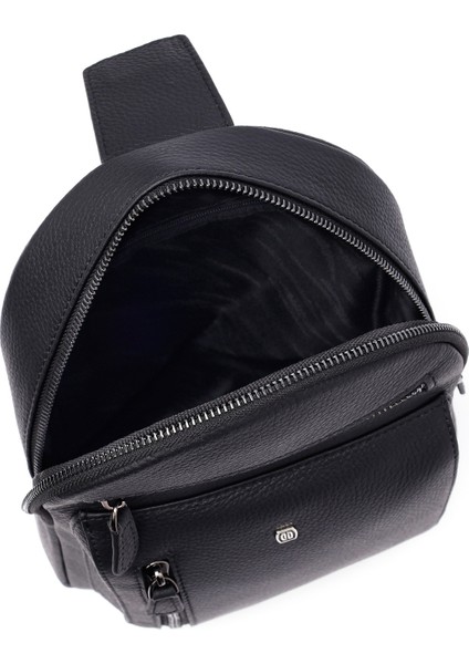 Erkek Siyah Deri Çapraz Çanta 25SBD3532FT