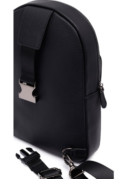 Erkek Siyah Deri Çapraz Çanta 25SBD3532FT