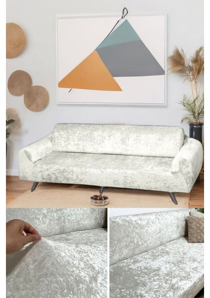 Yumuşacık Yıkanabilir Tüy Tutmayan Kadife Koltuk Örtüsü 3 Kişilik