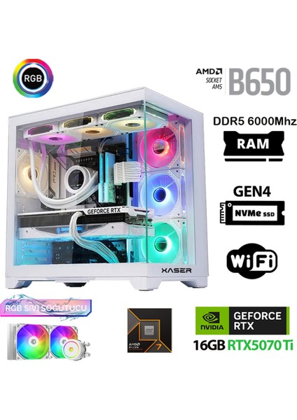 Velox X100 Ryzen 7 7800X3D 32GB Ddr5 Ram 1tb M.2 Nvme SSD 16GB RTX5070TI Masaüstü Oyuncu Bilgisayarı
