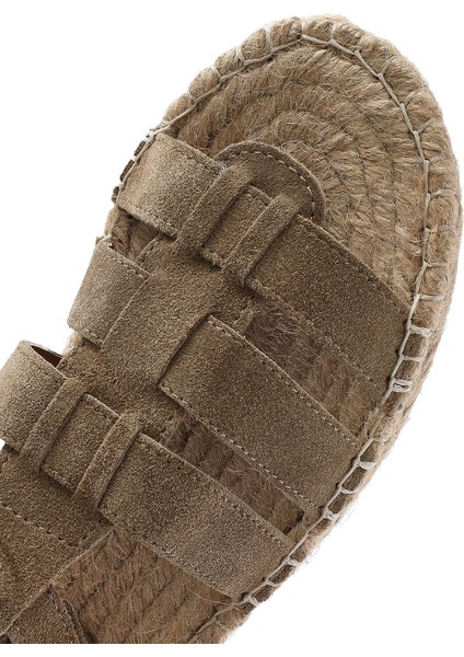 Kadın Vizon Tokalı Süet Deri Espadril Sandalet 25SFD206410