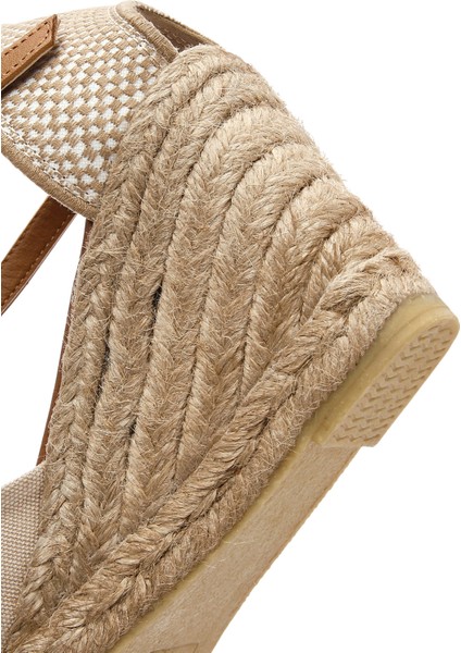 Kadın Bej Bilekten Bantlı Dolgu Topuklu Espadril 25SFD20586F