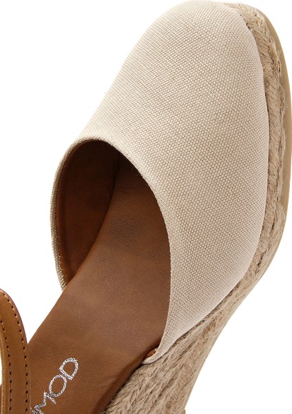Kadın Bej Bilekten Bantlı Dolgu Topuklu Espadril 25SFD20586F