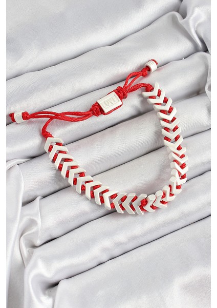 Pirinç Asansörlü Kırmızı Beyaz Juju Kadın Bileklik