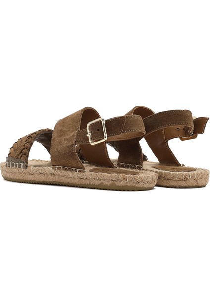 Kadın Vizon Örgü Detaylı Süet Deri Espadril 25SFD206310