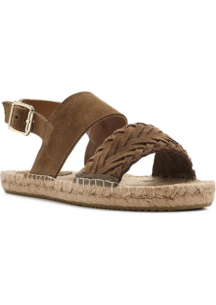 Kadın Vizon Örgü Detaylı Süet Deri Espadril 25SFD206310