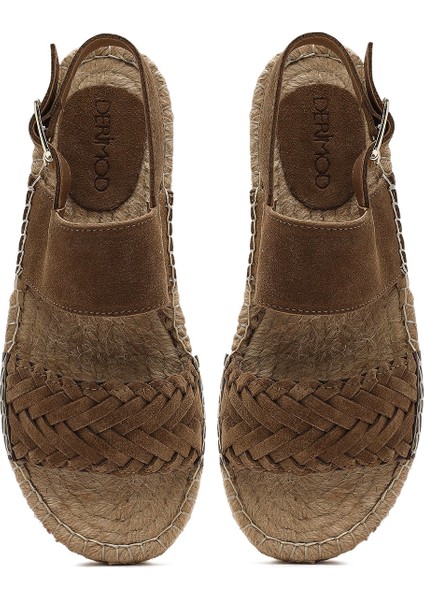 Kadın Vizon Örgü Detaylı Süet Deri Espadril 25SFD206310