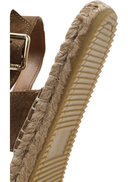 Kadın Vizon Örgü Detaylı Süet Deri Espadril 25SFD206310