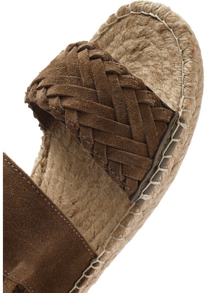 Kadın Vizon Örgü Detaylı Süet Deri Espadril 25SFD206310