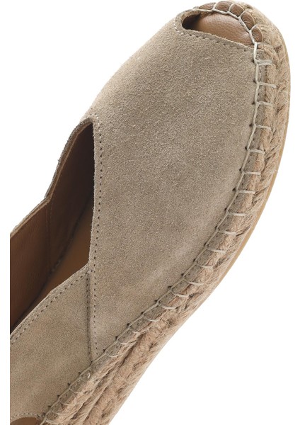 Kadın Bej Süet Espadril Sandalet 25SFD206710