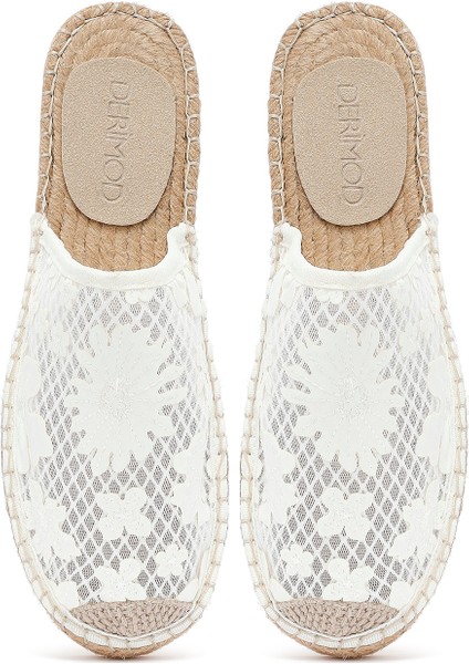 Kadın Krem Desenli Espadril Terlik 25SFD20626F