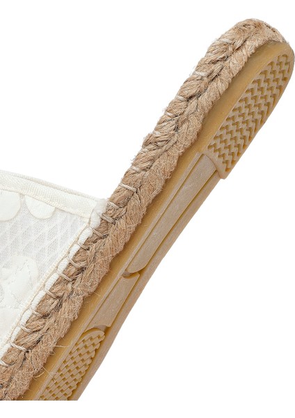 Kadın Krem Desenli Espadril Terlik 25SFD20626F