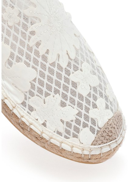 Kadın Krem Desenli Espadril Terlik 25SFD20626F