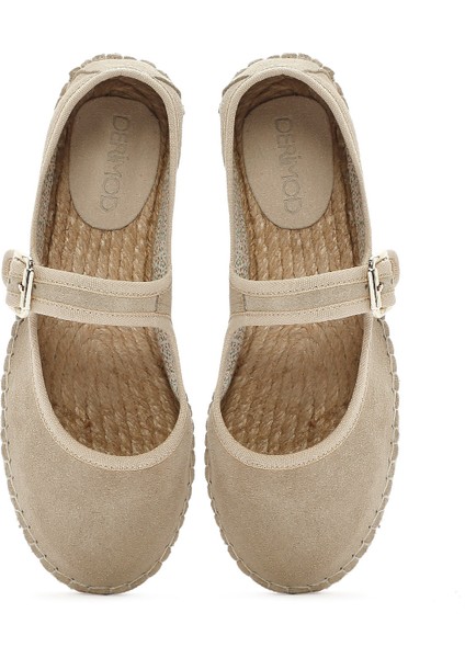 Kadın Bej Bantlı Süet Espadril 25SFD206810