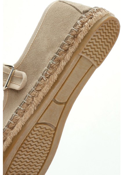Kadın Bej Bantlı Süet Espadril 25SFD206810