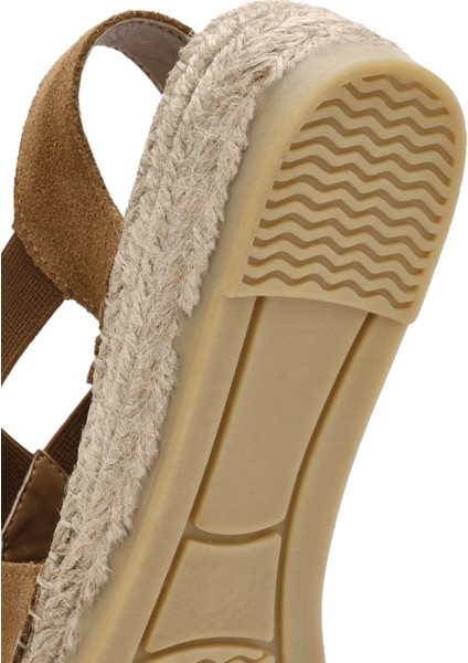 Kadın Taba Süet Deri Espadril Sandalet 25SFD205210