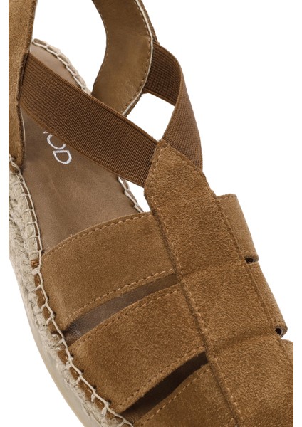 Kadın Taba Süet Deri Espadril Sandalet 25SFD205210